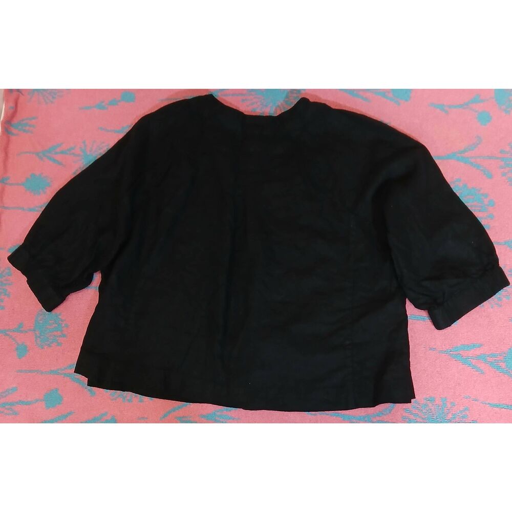 Cj banks womens xl linen jacket black spring summer lightweight 3/4 sleeve - Picture 9 of 9